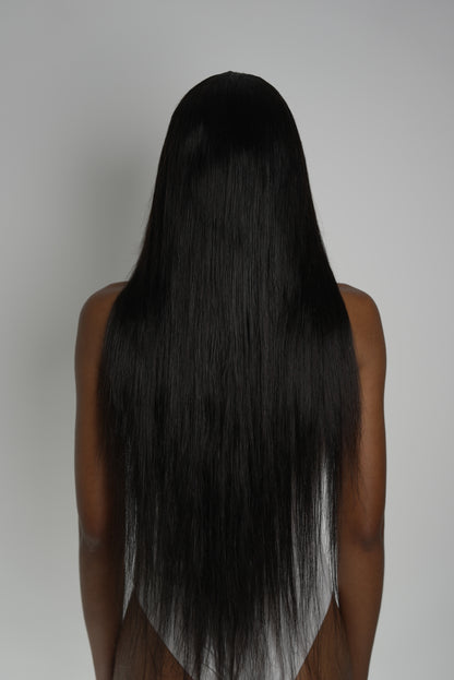 straight black wig